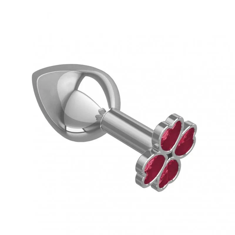 анальная втулка silver средняя c малиновым кристаллом "клевер" в Воронеже