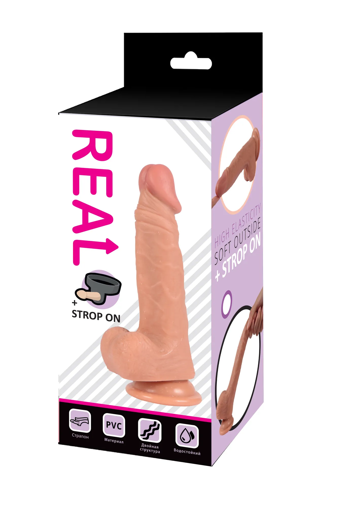 страпон с реалистичной насадкой на присоске real (19,5x3,5 см.) в Воронеже