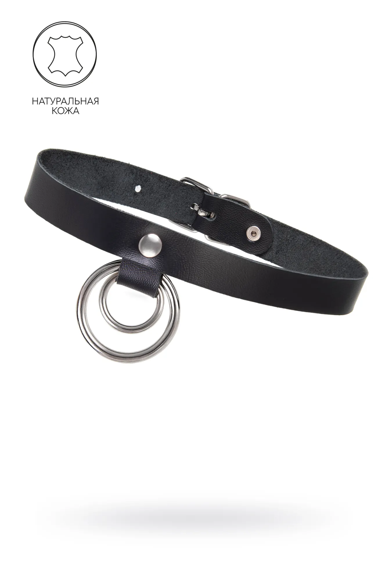 чокер-ошейник pecado bdsm, кольцо в кольце, натуральная кожа, чёрный в Воронеже