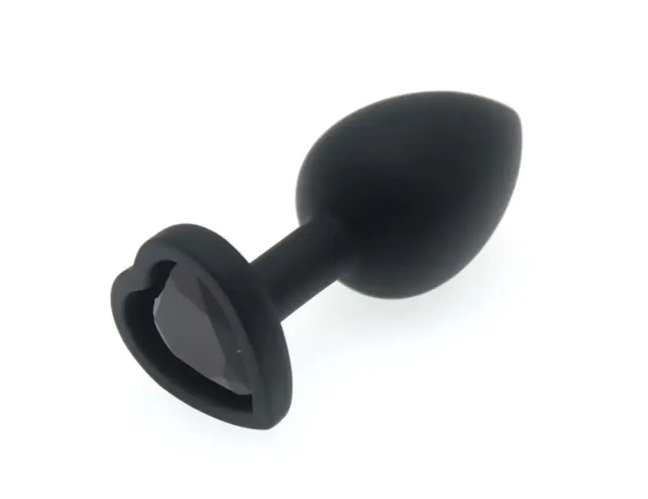 анальная пробка силиконовая в виде сердечка с черным стразом 47605-mm в Воронеже