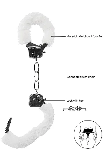 металлические наручники с меховой обивкой pleasure handcuffs furry в Воронеже