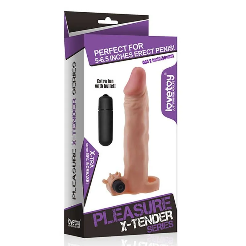 насадка на член lovetoy pleasure x-tender 7.5 inch, с вибрацией в Воронеже