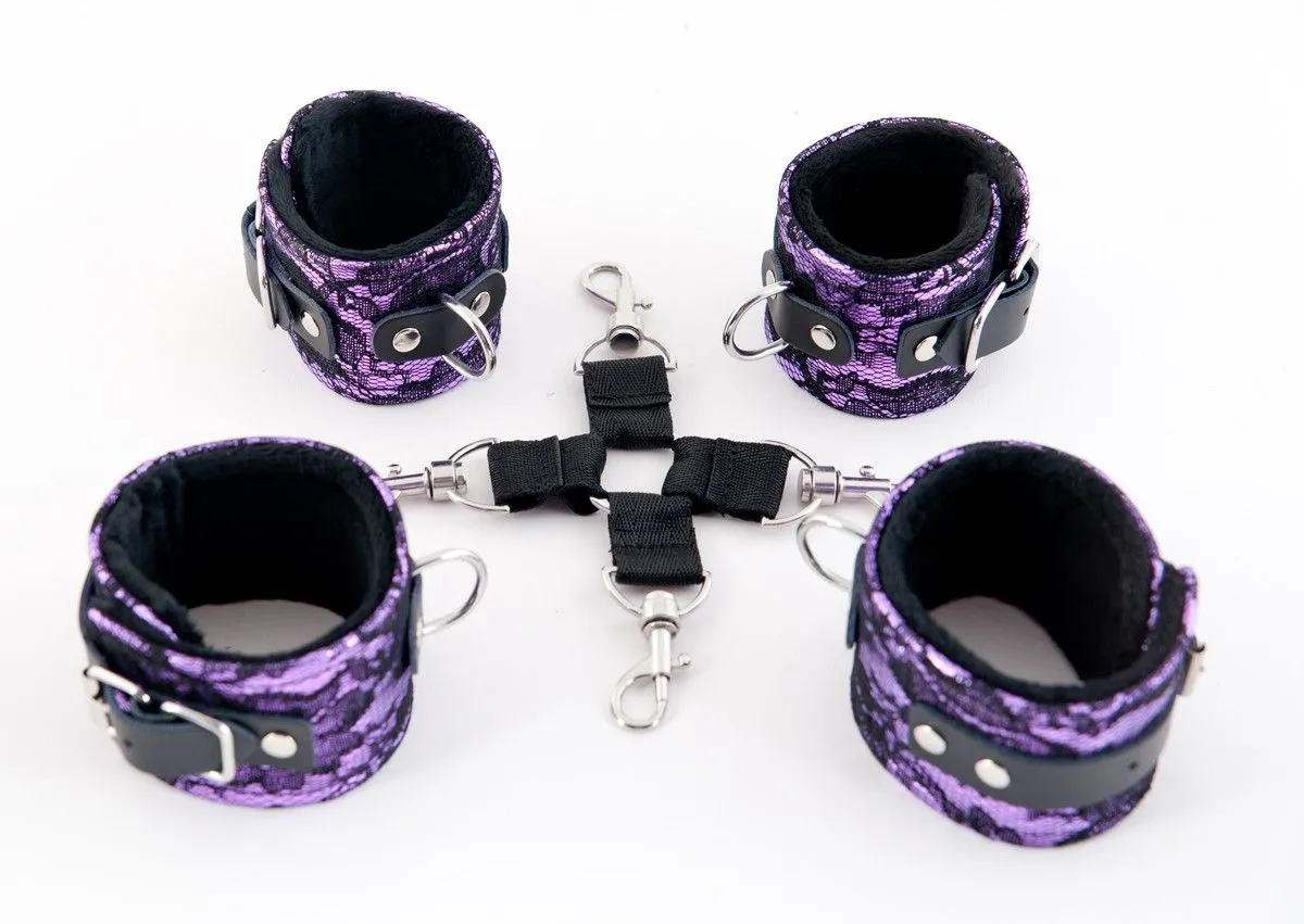 кружевной бондажный комплект toyfa marcus (сцепка, наручники и оковы), розовый в Воронеже