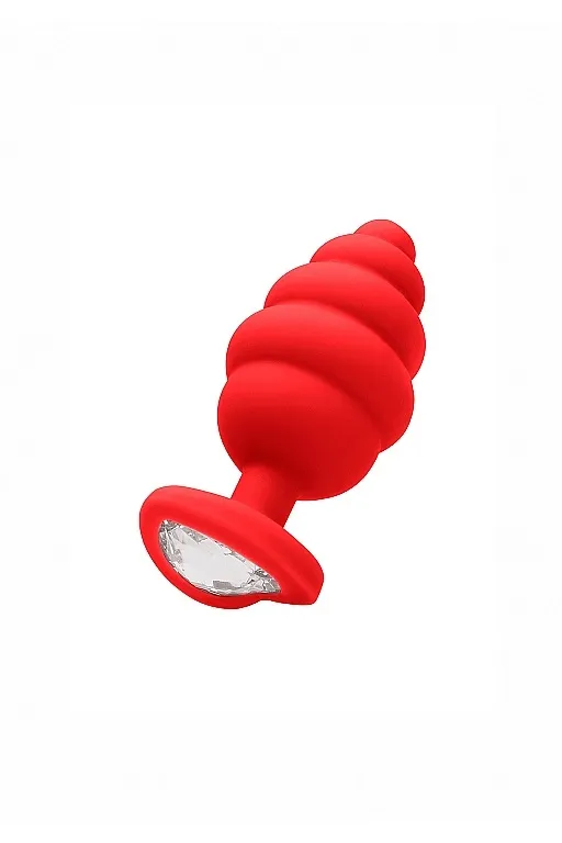 Анальная пробка Regular Ribbed Diamond Heart Plug