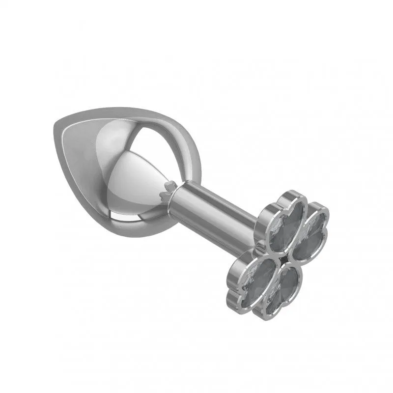 анальная втулка silver средняя c прозрачным кристаллом "клевер" в Воронеже