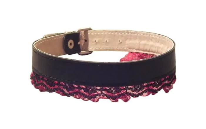 Ошейник Подиум с черно-бордовым кружевом