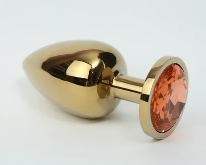 анальная пробка металл 4х9,5 золото желтый страз 47059-2mm в Воронеже