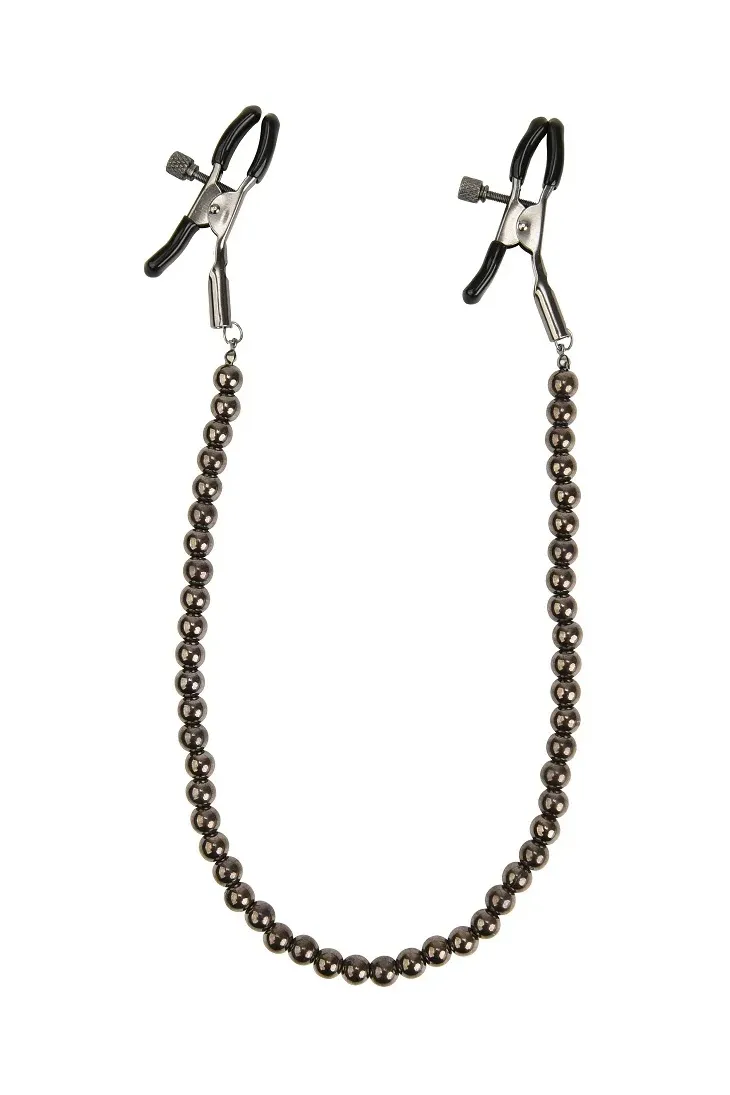 черные зажимы на соски с цепочкой из бусин в Воронеже