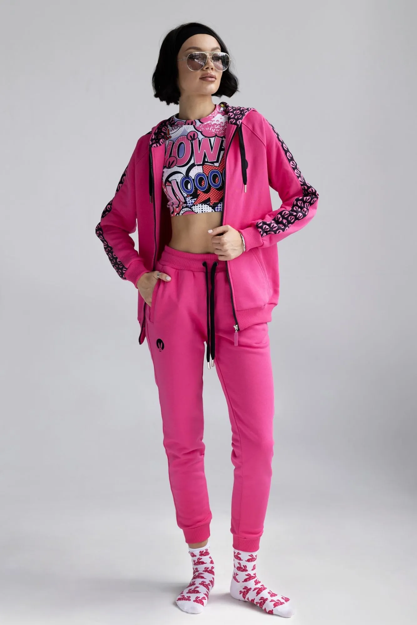 Костюм PinkRabbit из хлопкового футера, фуксия