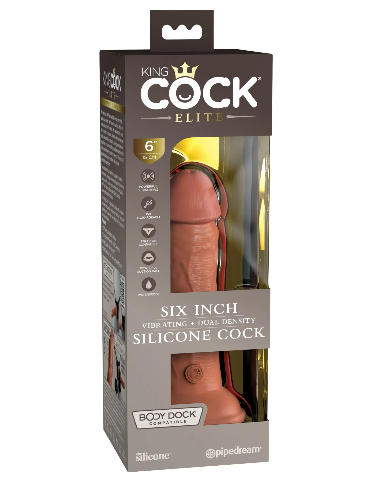 Вибратор KC  Elite 6" Vibrating Silicone Dong - Tan Pipedream 577622PD