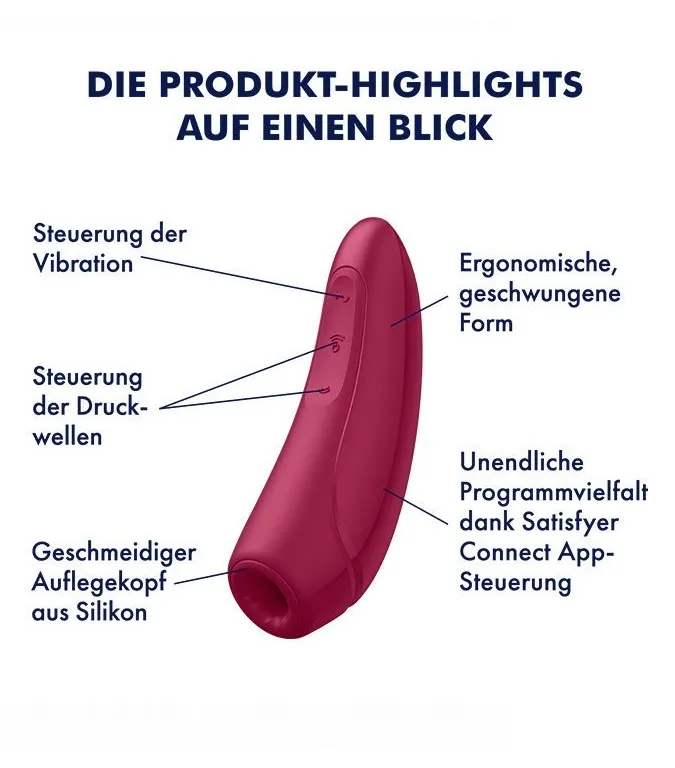 вакуумно-волновой стимулятор satisfyer curvy 1+ с возможностью управления через приложение - красный в Воронеже