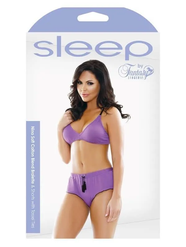 Эротическое комплект белья fantasy lingerie nina bralette & shorts, фиолетовый в Воронеже