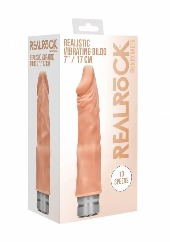 вибромассажер реалистичный realrock vibrating dildo, телесный в Воронеже