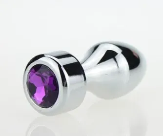 анальная пробка металл серебро с фиолетовым стразом 7,8х2,9см 47444-5mm в Воронеже