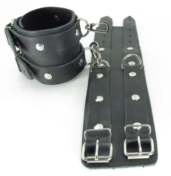 оковы из кожи черные с двумя пряжками 56007ars в Воронеже