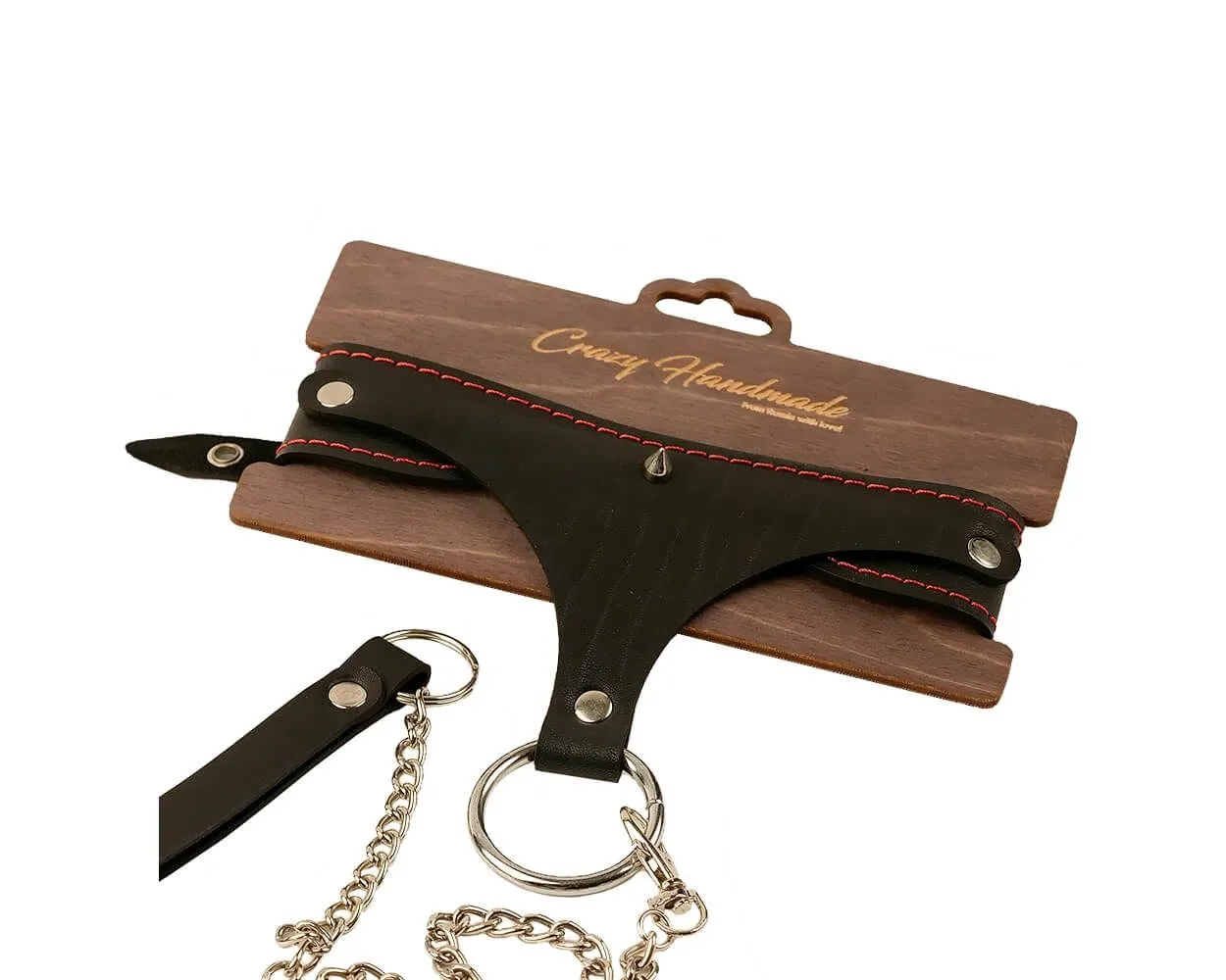 Ошейник PinkRabbit с контрастной строчкой, чёрный