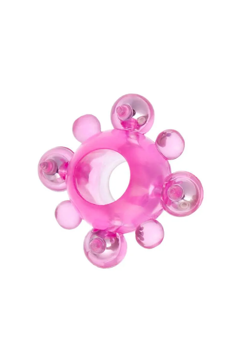 Кольцо эрекционное TOYFA с бусинами, розовое
