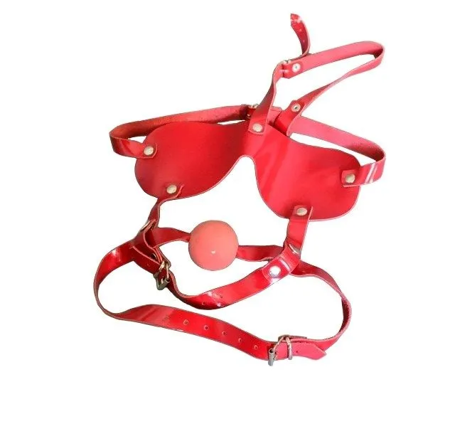 Маска-сбруя Подиум с кляпом, красная