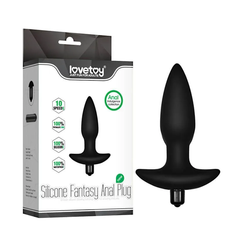 анальная пробка lovetoy silicone fantasy anal plug, с вибрацией, чёрная в Воронеже