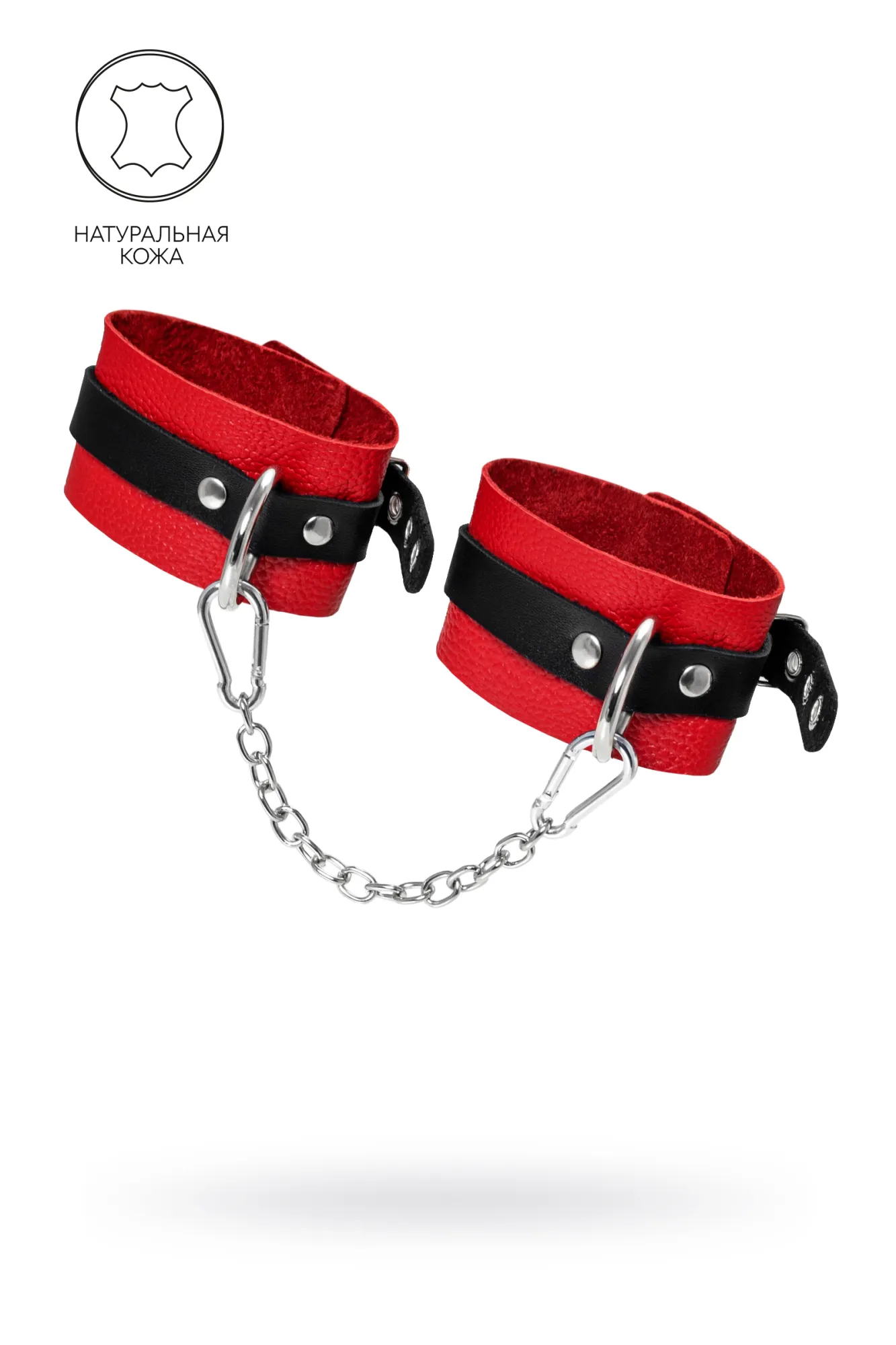 оковы pecado bdsm, мягкие, с одним ремешком с люверсами, натуральная кожа, красно-чёрные в Воронеже