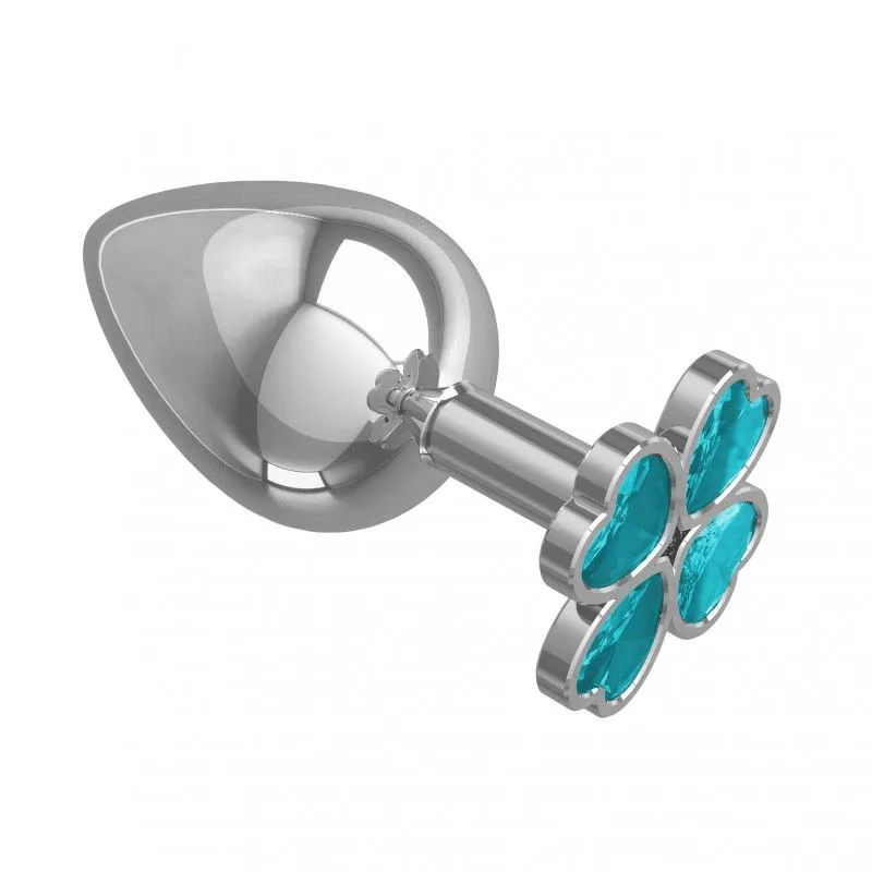 анальная втулка silver большая с голубым кристаллом "клевер в Воронеже