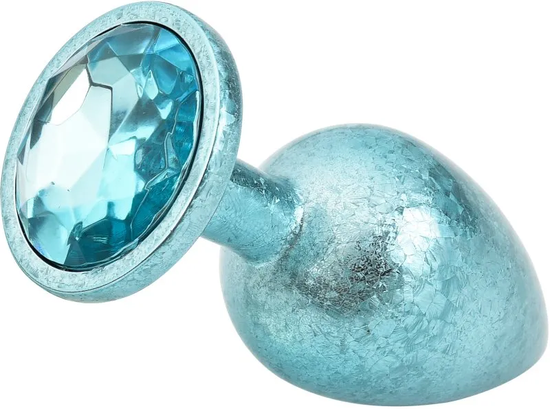 голубая алюминивая анальная пробка с кристаллом medium в Воронеже
