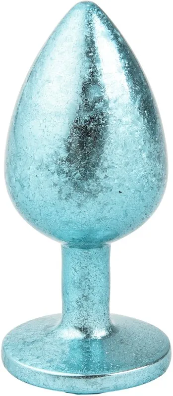 голубая алюминивая анальная пробка с кристаллом medium в Воронеже