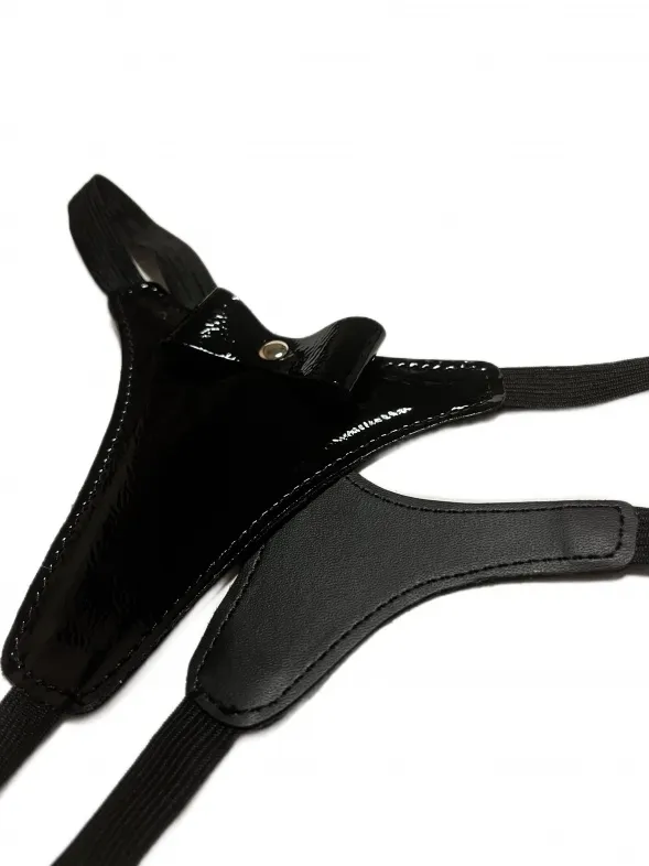 стринги из эко-кожи лаковые черные 50005ars в Воронеже