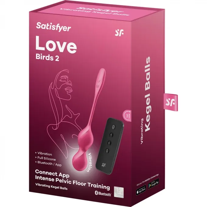вагинальные шарики с вибрацией satisfyer love birds 2 connect app, с пультом ду, красный, 22,2 см в Воронеже