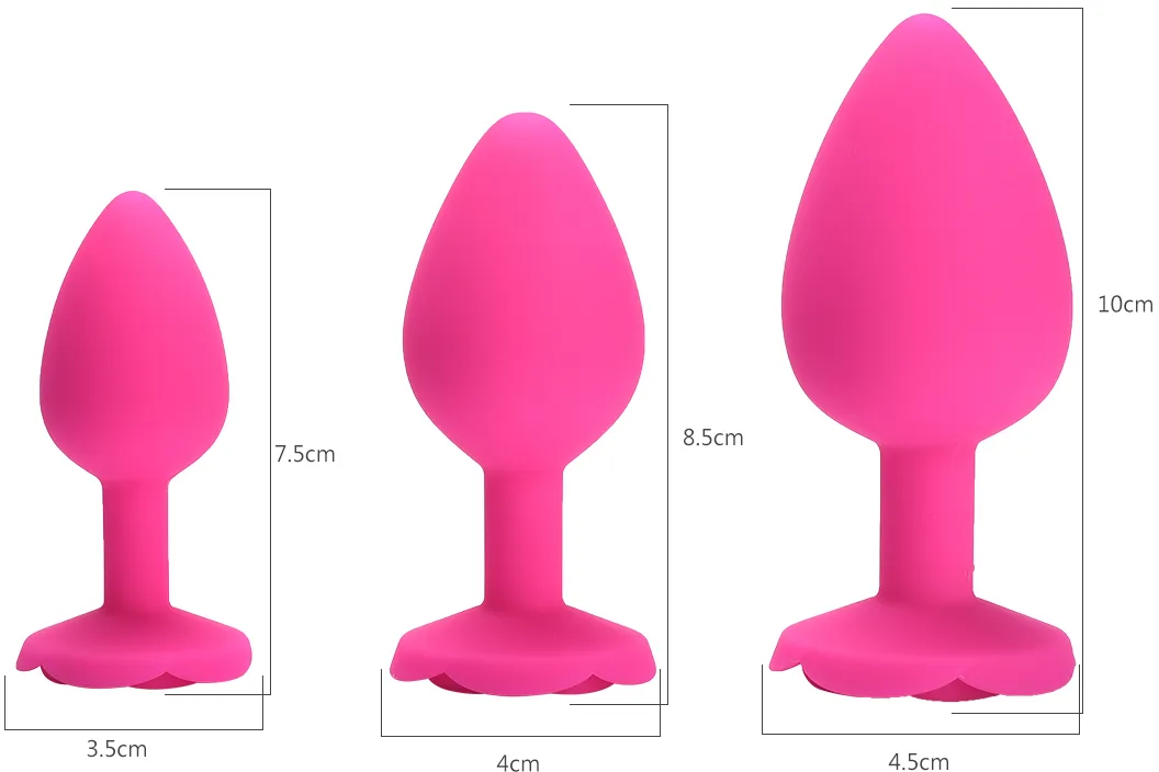 розовая силиконовая анальная пробка с ограничителем в форме розочки (размер м) в Воронеже