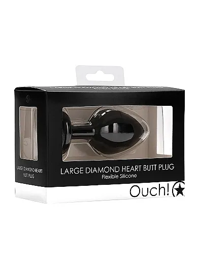 Анальная пробка Large Ribbed Diamond Heart Plug