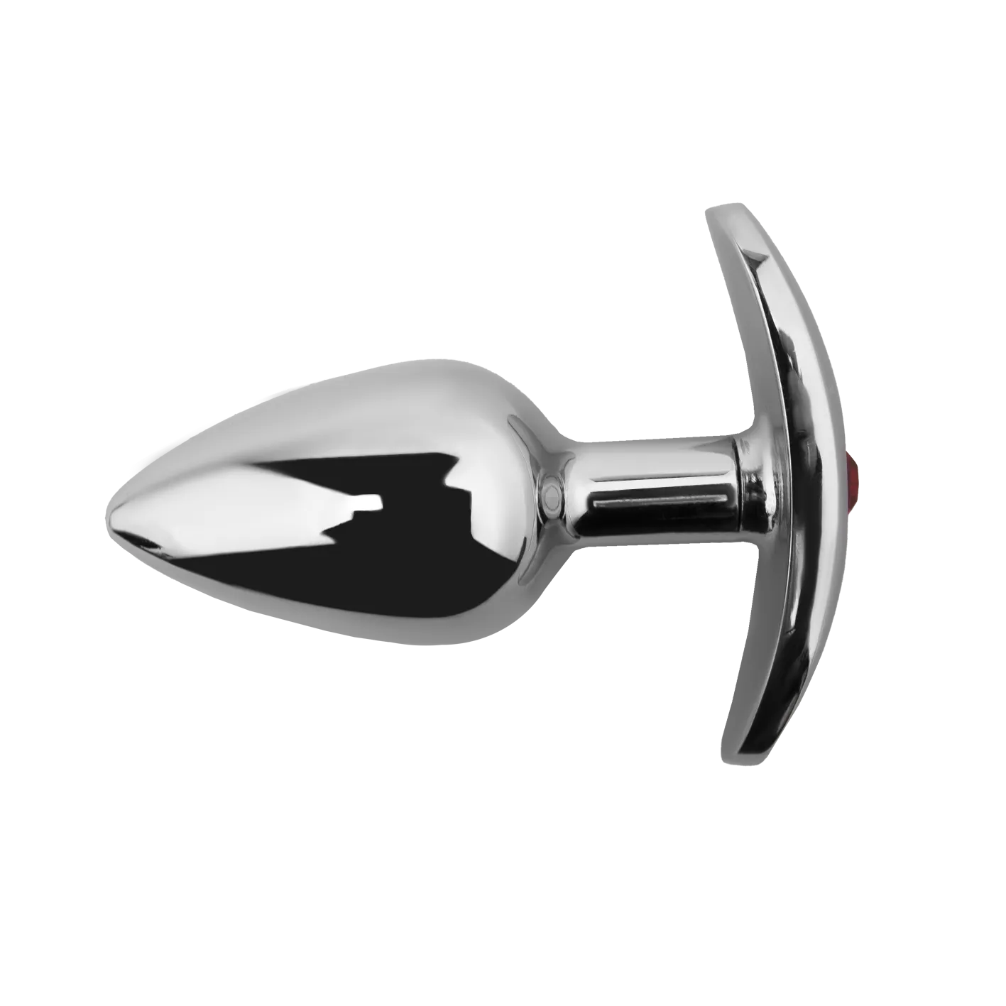 серебряная анальная пробка для ношения c красным кристаллом small в Воронеже