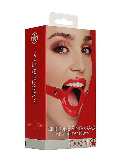 кляп-кольцо с кожанными ремешками  silicone ring gag - with leather straps в Воронеже