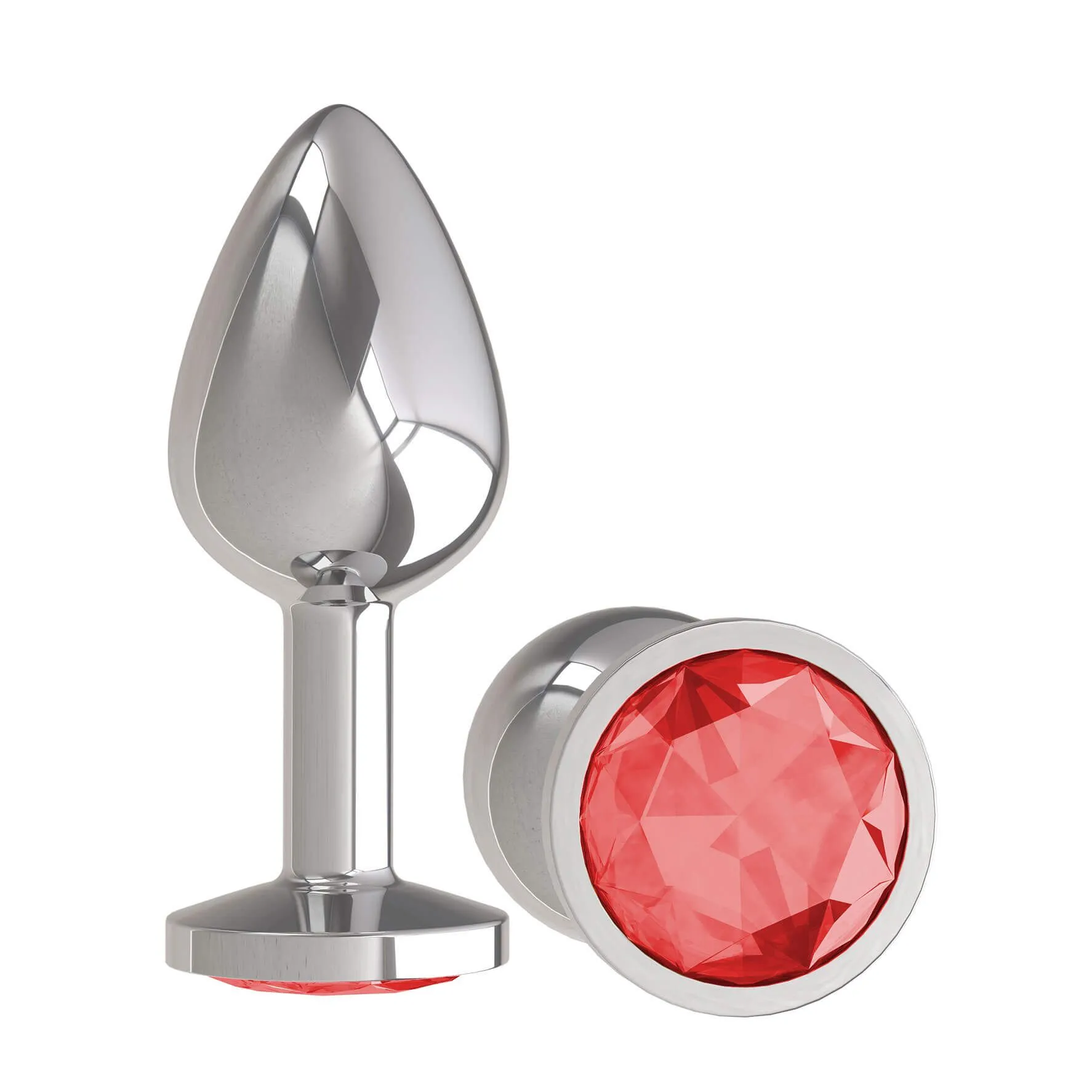 Анальная пробка Dжага Dжага Silver с красным кристаллом