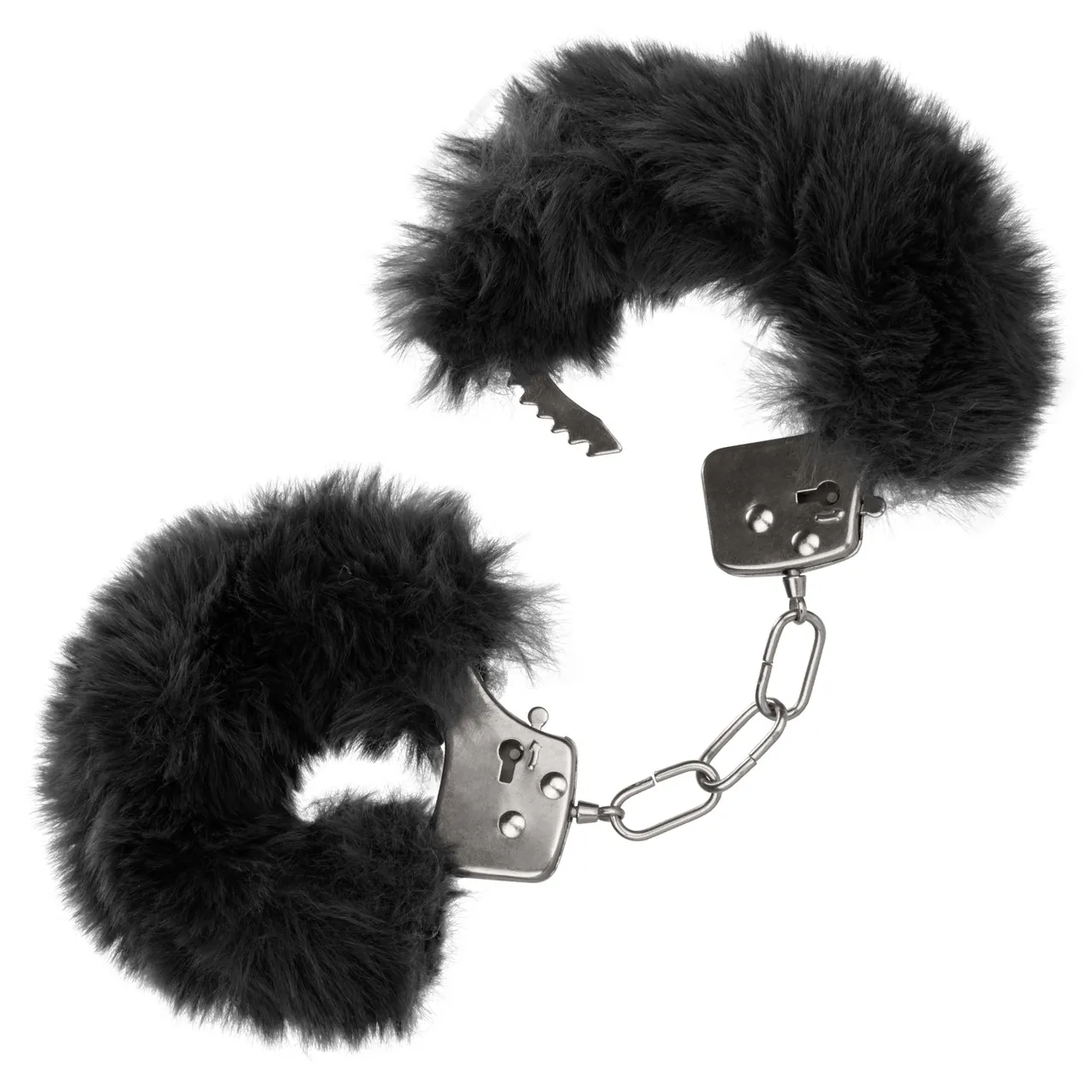 металлические наручники с искусственным мехом ultra fluffy furry cuffs-black в Воронеже
