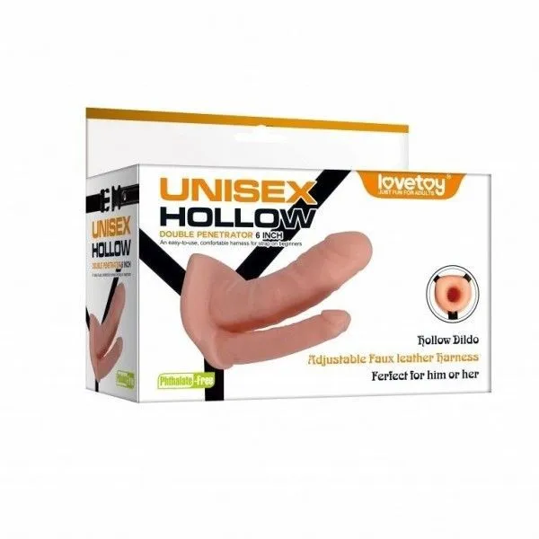 страпон lovetoy unisex hollow двойной, телесный в Воронеже
