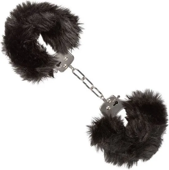 металлические наручники с искусственным мехом ultra fluffy furry cuffs, черные в Воронеже