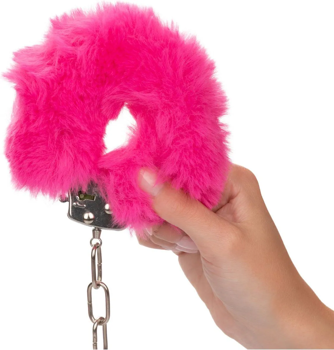 металлические наручники с искусственным мехом ultra fluffy furry cuffs, розовые в Воронеже