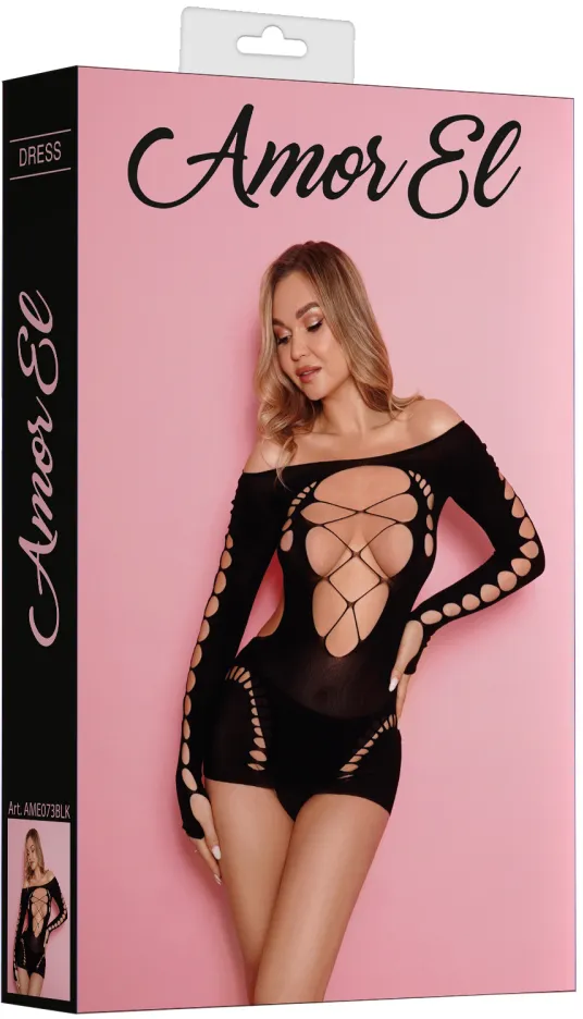 Эротическое соблазнительное мини платье со шнуровкой на груди (чёрное) в Воронеже