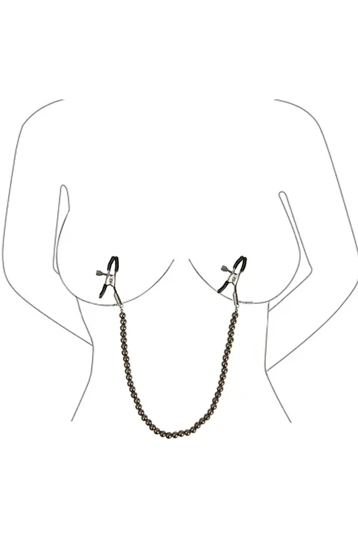 черные зажимы на соски с цепочкой из бусин в Воронеже