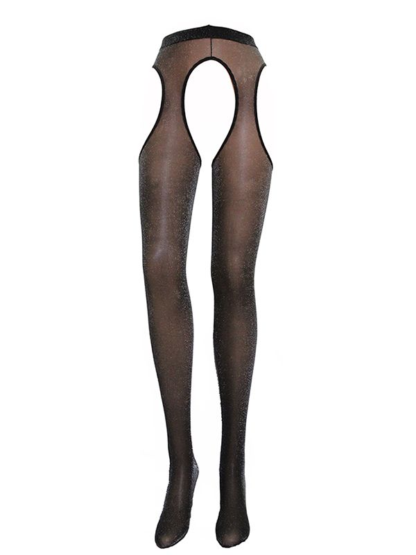 Эротическое чулки с поясом ashley черные с золотым люрексом в Воронеже