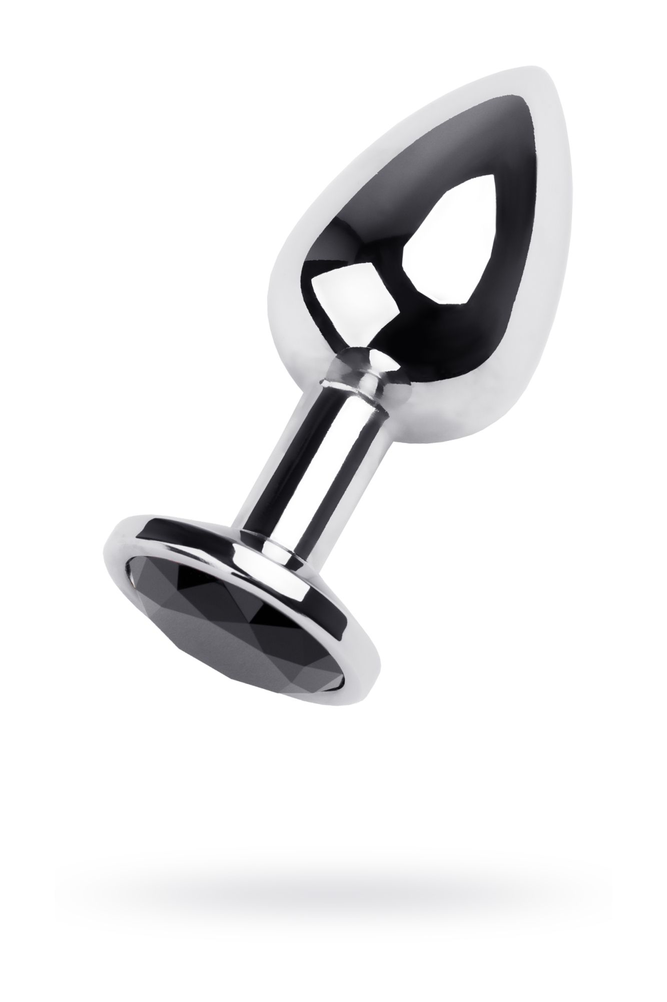 Анальная втулка Metal by TOYFA, металл, серебряная, с чёрным кристаллом