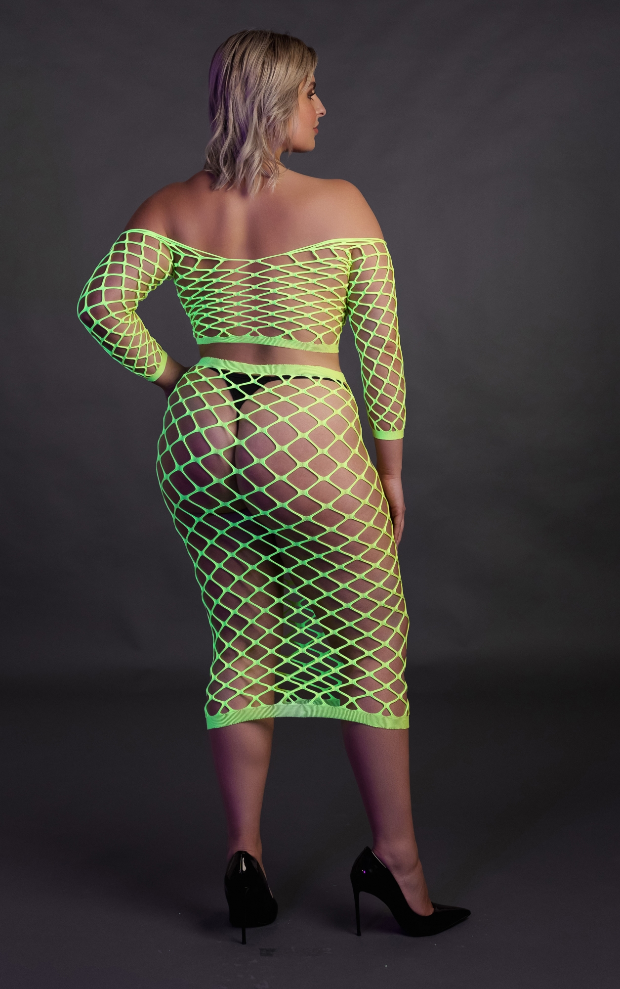 Эротическое топ с нижней юбкой long sleeve crop top and long skirt - green - xl/xxxxl в Воронеже