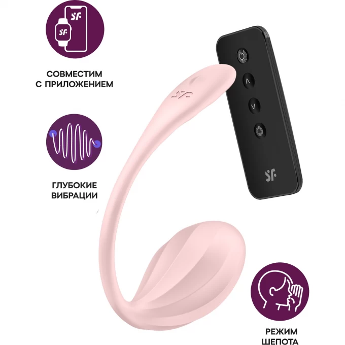 виброяйцо satisfyer ribbed petal connect app с пультом ду, розовое, 7,8 см в Воронеже