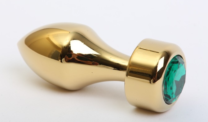 анальная пробка металл золото с зеленым стразом 7,8х2,9см 47443-6mm в Воронеже