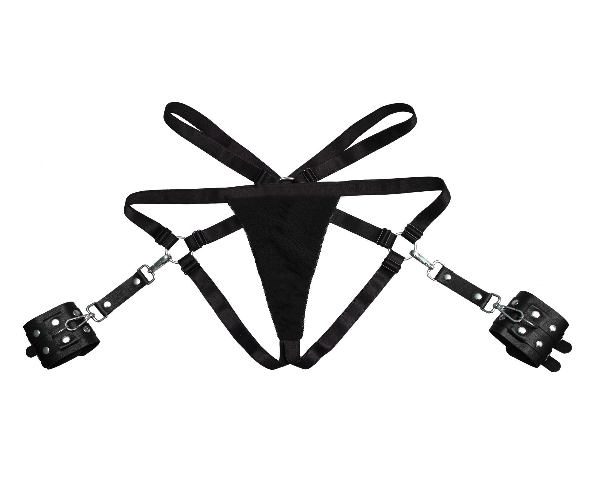 Трусы PinkRabbit с наручниками Kortni, чёрные