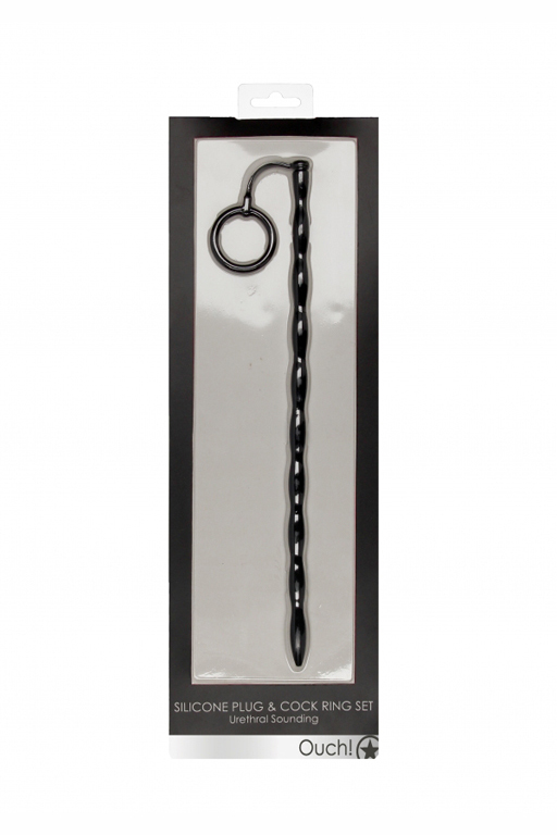 Стимулятор уретры с кольцом на головку Silicone Plug & Cock Ring Set