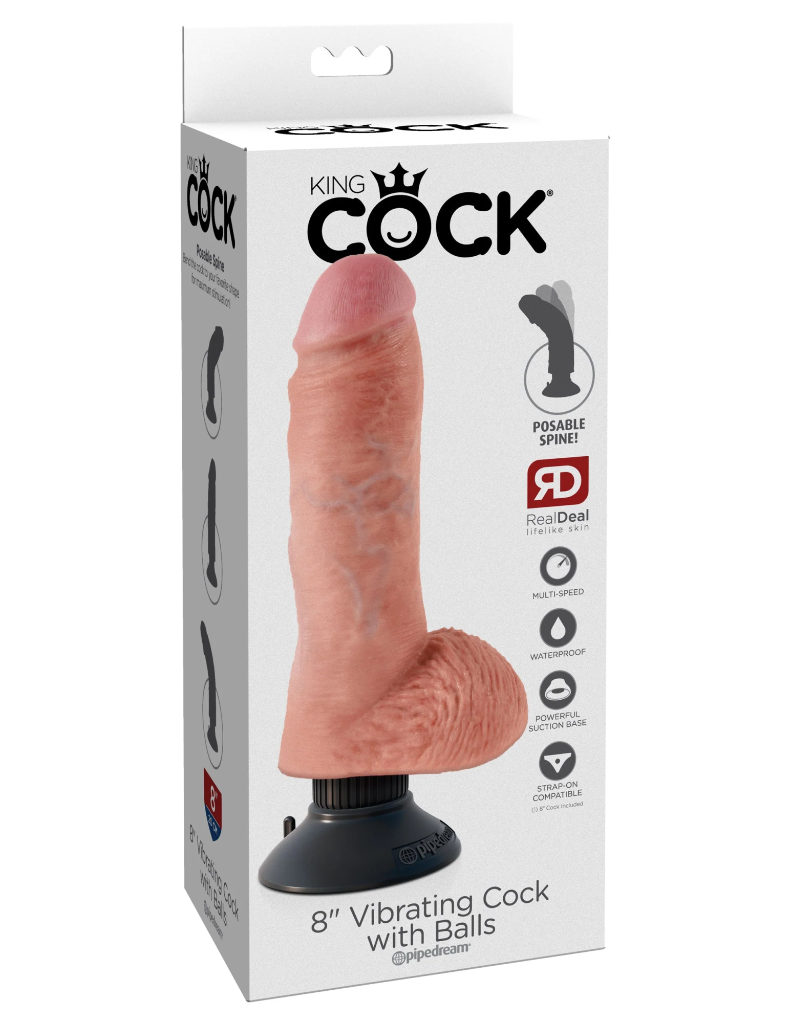 Вибратор King Cock 8" Vibrating Cock with Balls - Flesh Pipedream 540721PD