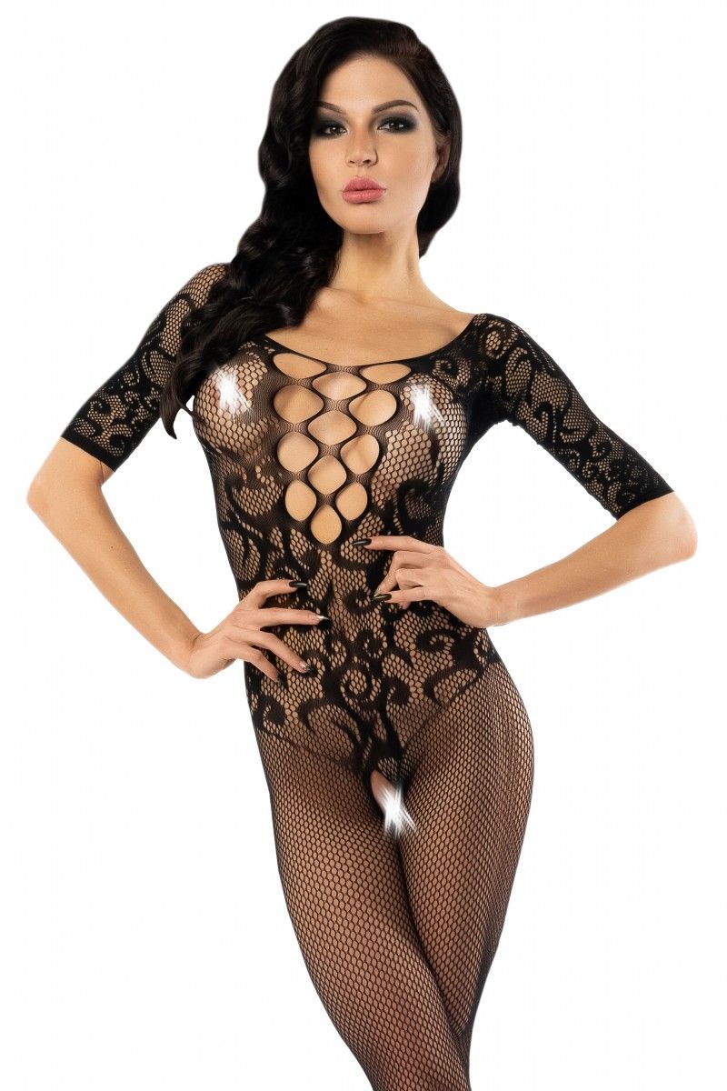 Эротическое комбинезон-сетка кружевной с доступом, черная в Воронеже