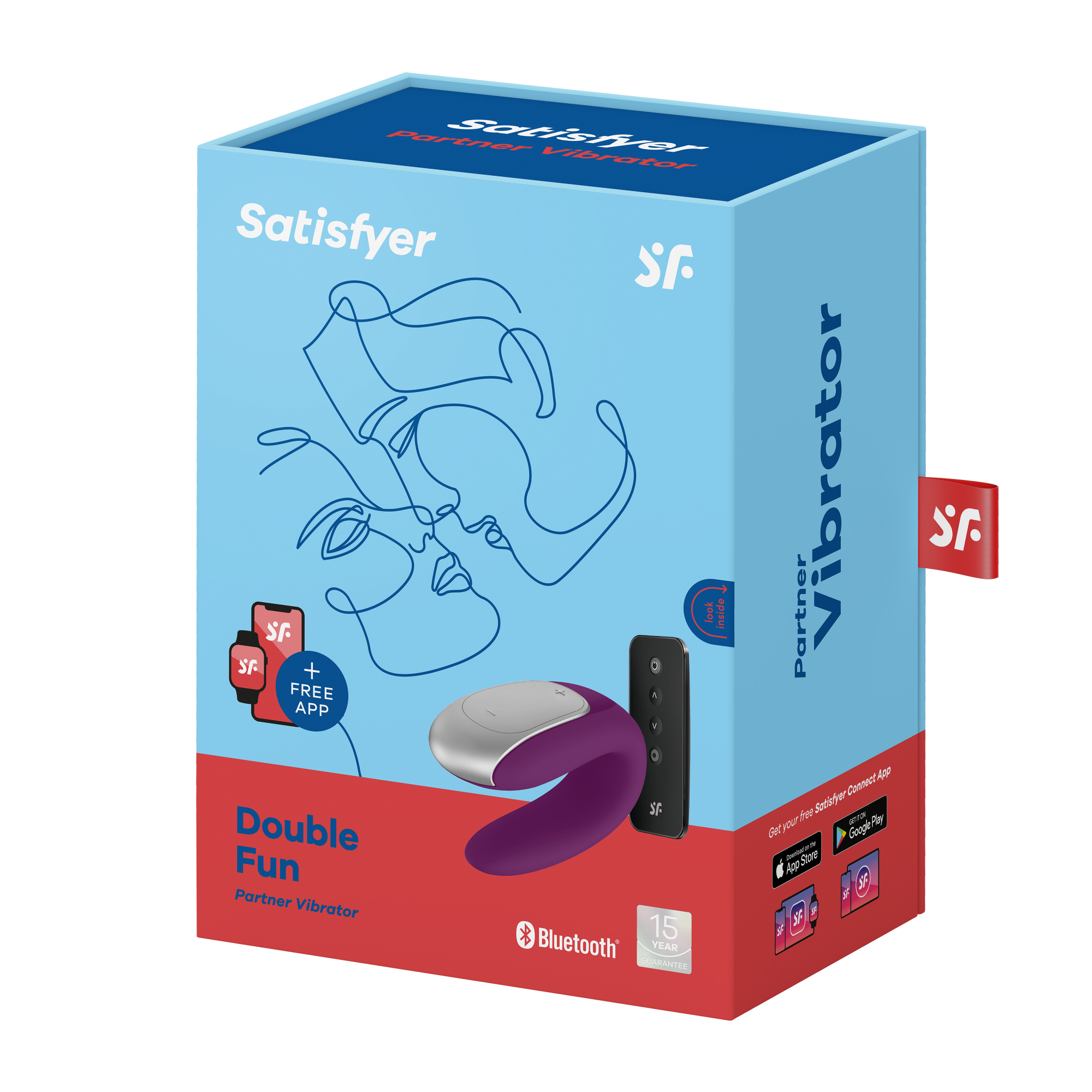 Парный вибратор Satisfyer Double Fun с возможностью управления через пульт и приложение (фиолетовый)